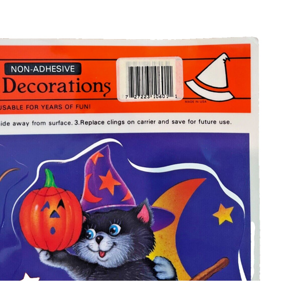 Halloween Decor Wild Pumpkins 1994 Classic Clings Window Clings Stickers NOS - Picture 3 of 7